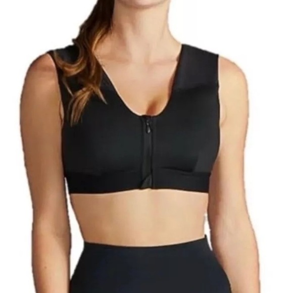 Tommie Copper Shoulder Support Comfort Bra Zipper Front Black Women’s Size XL - Picture 1 of 7